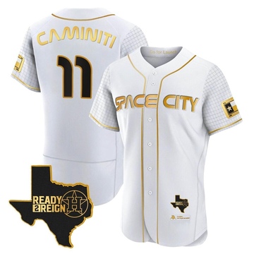 Ken Caminiti Men's Authentic Houston Astros White/Gold 2023 Space City Ready 2 Reign Flex Base Jersey