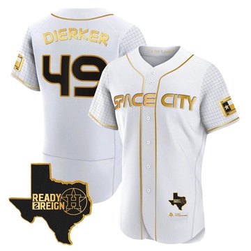 Larry Dierker Men's Authentic Houston Astros White/Gold 2023 Space City Ready 2 Reign Flex Base Jersey