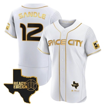 Michael Sandle Men's Authentic Houston Astros White/Gold 2023 Space City Ready 2 Reign Flex Base Jersey