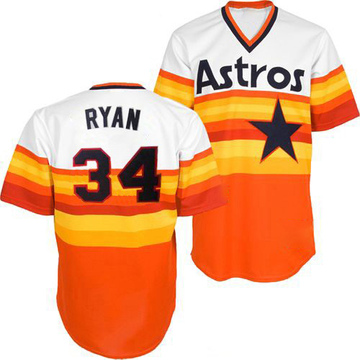 Nolan Ryan Men's Replica Houston Astros White/Orange Throwback Jersey