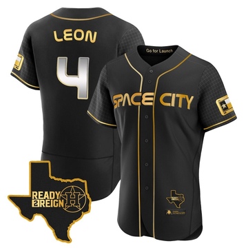 Pedro Leon Men's Authentic Houston Astros Black/Gold 2023 Space City Ready 2 Reign Flex Base Jersey