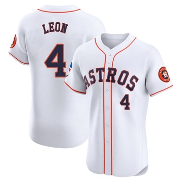 Pedro Leon Men's Elite Houston Astros White Home Patch Jersey