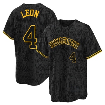 Pedro Leon Men's Replica Houston Astros Black Snake Skin City Jersey