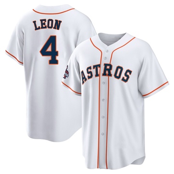 Pedro Leon Men's Replica Houston Astros White 2022 World Series Champions Home Jersey