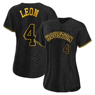 Pedro Leon Women's Authentic Houston Astros Black Snake Skin City Jersey