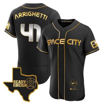 Spencer Arrighetti Men's Authentic Houston Astros Black/Gold 2023 Space City Ready 2 Reign Flex Base Jersey