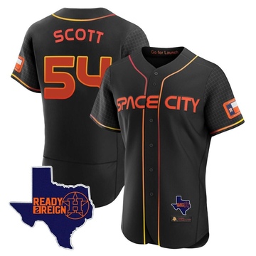 Tayler Scott Men's Authentic Houston Astros Black 2023 Space City Ready 2 Reign Flex Base Jersey