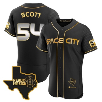 Tayler Scott Men's Authentic Houston Astros Black/Gold 2023 Space City Ready 2 Reign Flex Base Jersey