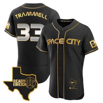 Taylor Trammell Men's Authentic Houston Astros Black/Gold 2023 Space City Ready 2 Reign Flex Base Jersey