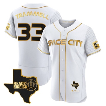 Taylor Trammell Men's Authentic Houston Astros White/Gold 2023 Space City Ready 2 Reign Flex Base Jersey