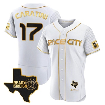 Victor Caratini Men's Authentic Houston Astros White/Gold 2023 Space City Ready 2 Reign Flex Base Jersey