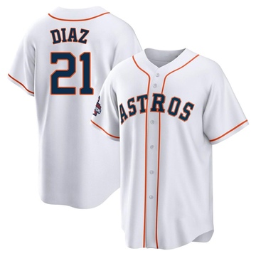 Yainer Diaz Men's Replica Houston Astros White 2022 World Series Champions Home Jersey