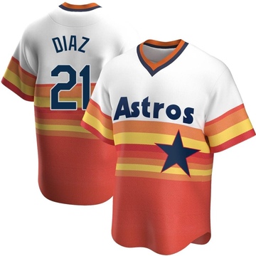 Yainer Diaz Men's Replica Houston Astros White Home Cooperstown Collection Jersey