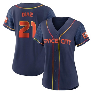 Yainer Diaz Women's Authentic Houston Astros Navy 2022 City Connect Jersey