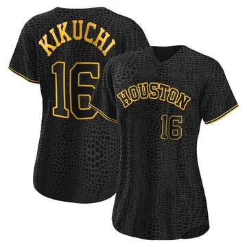 Yusei Kikuchi Women's Authentic Houston Astros Black Snake Skin City Jersey