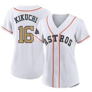 Yusei Kikuchi Women's Replica Houston Astros Gold White 2023 Collection Jersey