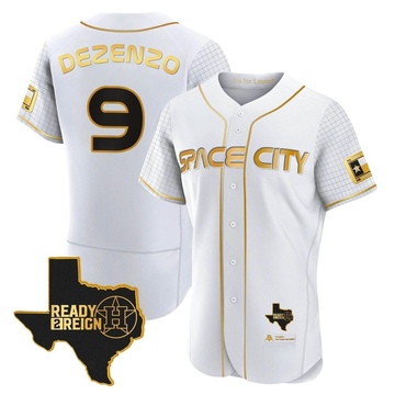 Zach Dezenzo Men's Authentic Houston Astros White/Gold 2023 Space City Ready 2 Reign Flex Base Jersey